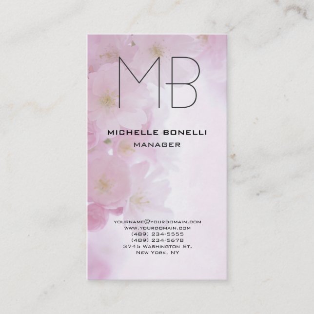 Carte De Visite monogramme moderne floral simple simple simple min (Devant)