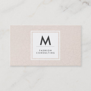 Carte De Visite Monogramme Moderne Fractée Motif Beige