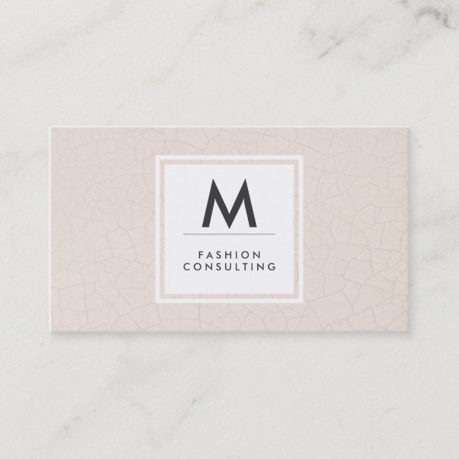 Carte De Visite Monogramme Moderne Fractée Motif Beige (Devant)