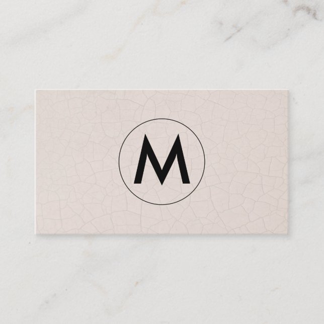 Carte De Visite Monogramme Moderne Fractée Motif Beige (Devant)