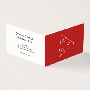 Carte De Visite Monogramme moderne géométrique (rouge)