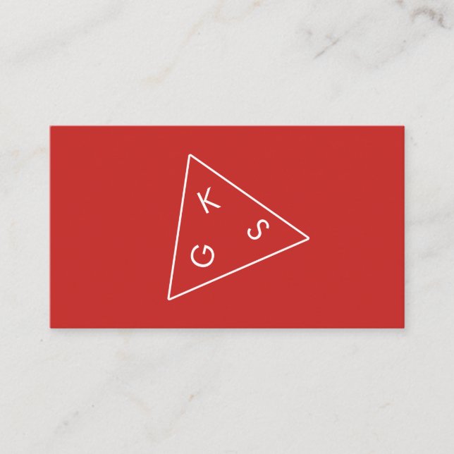 Carte De Visite Monogramme moderne géométrique (rouge) (Devant)
