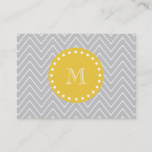 Carte De Visite Monogramme moderne gris et jaune de coutume de
