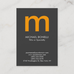 Carte de visite monogramme moderne gris gris moder