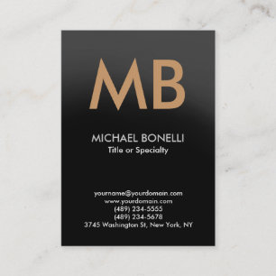 Carte de visite monogramme moderne gris tendance