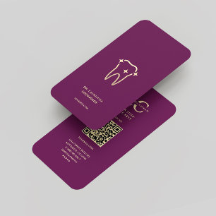 Carte De Visite Monogramme Moderne Luxe Violet Or Dentiste Dentair