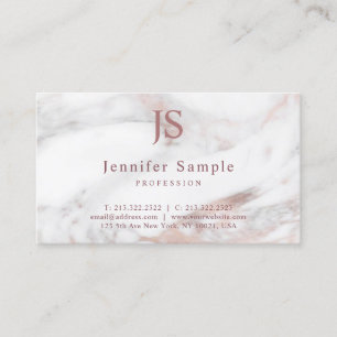 Carte De Visite Monogramme moderne Marbre Rose simple Modèle