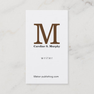 Carte De Visite Monogramme moderne (marron)