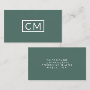 Carte De Visite Monogramme Moderne Minimal Design Vert Sage
