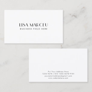 Carte De Visite Monogramme moderne minimaliste   BLANCHE
