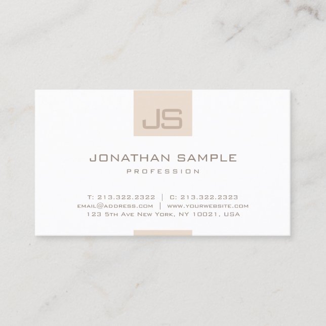 Carte De Visite Monogramme moderne minimaliste élégant Modèle simp (Devant)