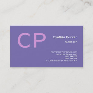 Carte De Visite Monogramme moderne minimaliste Périwinkle Lavender