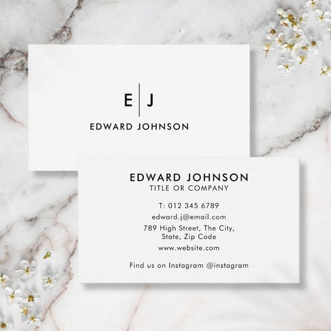 Carte De Visite Monogramme Moderne Minimaliste Professionnel (Minimalist Monogram Modern Professional Business Card)