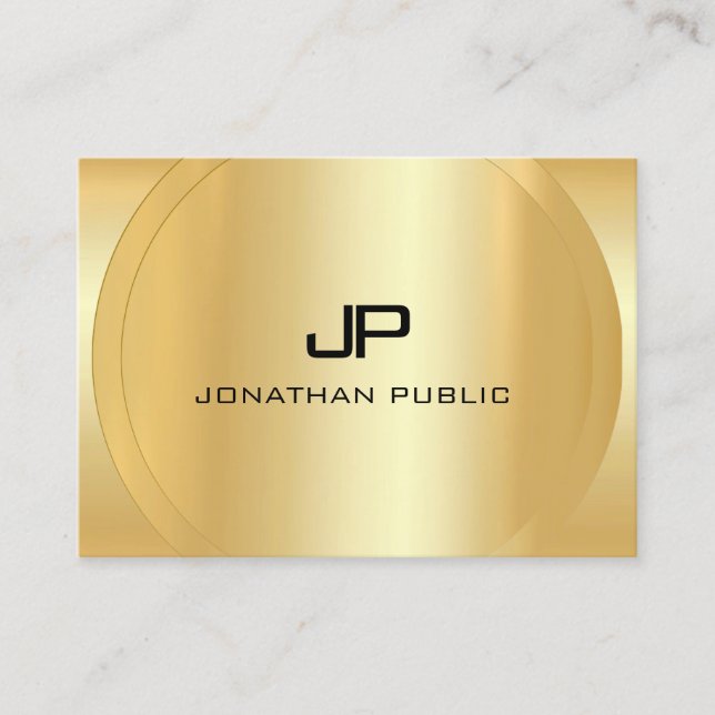 Carte De Visite Monogramme Moderne Modèle Élégant Faux Gold (Devant)