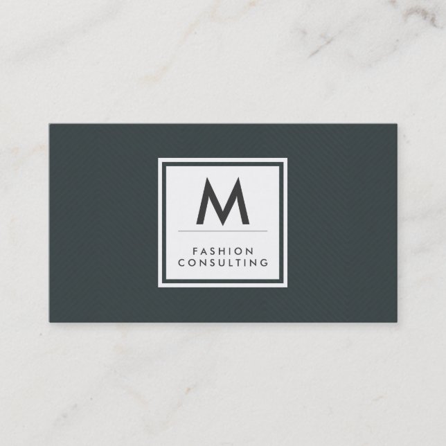 Carte De Visite Monogramme Moderne Motif vert subtil (Devant)