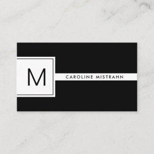 Carte De Visite Monogramme moderne noir & blanc professionnel