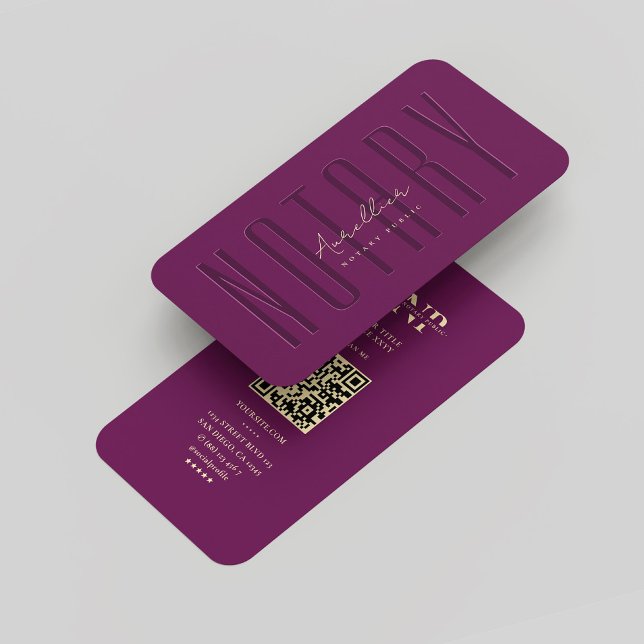Carte De Visite Monogramme moderne Notaire Public Luxe Violet (Modern Notary Public Luxury Purple Monogram Business Card
)