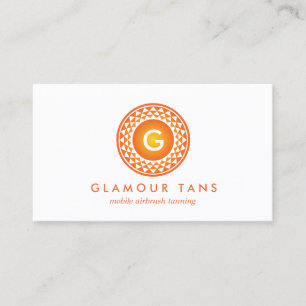 CARTE DE VISITE MONOGRAMME MODERNE ORANGE SUN LOGO POUR LE SALON D