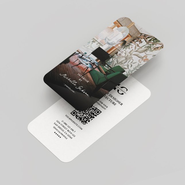 Carte De Visite Monogramme moderne Photo du concepteur intérieur (Modern Monogram Interior Designer Photo Business Card
)