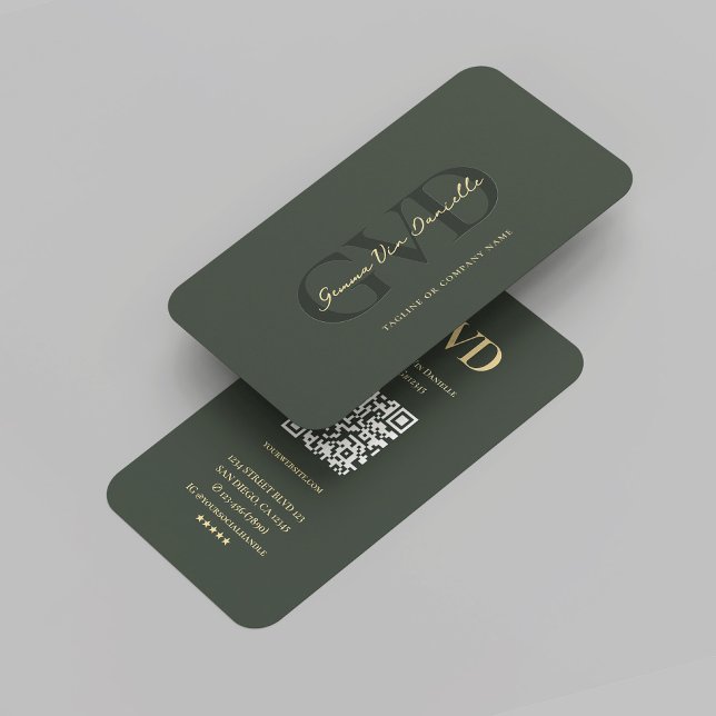 Carte De Visite Monogramme moderne Professional Dark Green Gold (Modern Monogram Professional Dark Green Gold Business Card
)