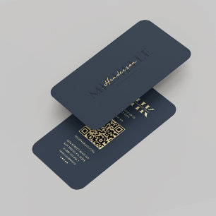 Carte De Visite Monogramme moderne professionnel bleu foncé