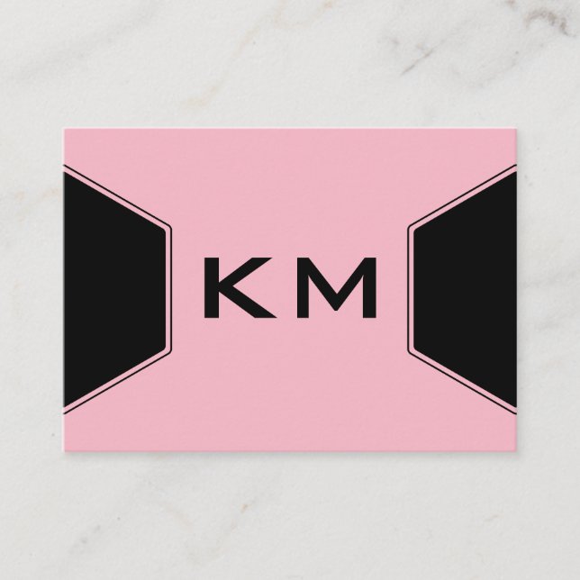 Carte De Visite Monogramme moderne (rose) (Devant)