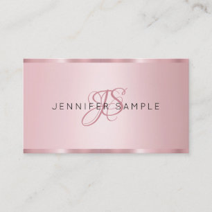 Carte De Visite Monogramme Moderne Rose élégant Gold Premium Silk