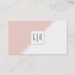 Carte De Visite Monogramme moderne rose et blanc