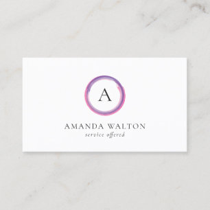 Carte De Visite Monogramme Moderne Rose et Violet