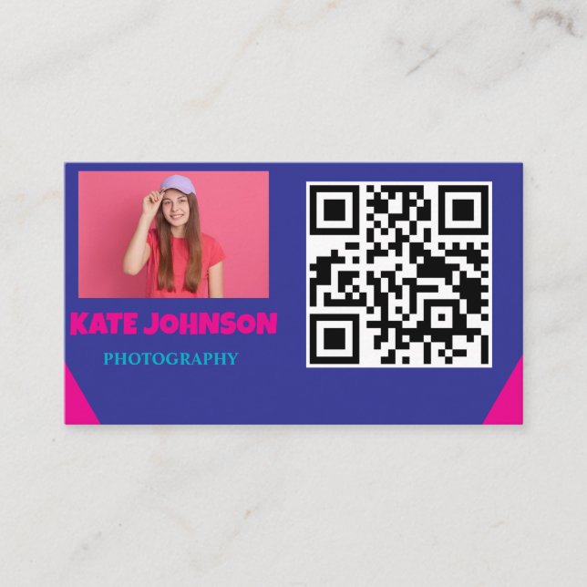 Carte De Visite Monogramme moderne rose rouge (Devant)