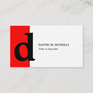 Carte De Visite monogramme moderne rouge moderne et design