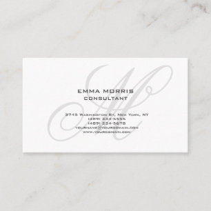 Carte De Visite Monogramme Moderne Simple Minimaliste Uni