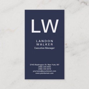 Carte De Visite Monogramme moderne simple professionnel bleu nuit