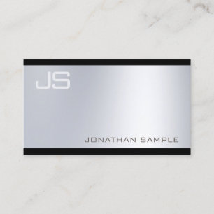Carte De Visite Monogramme moderne sophistiqué Glamor Silver Look
