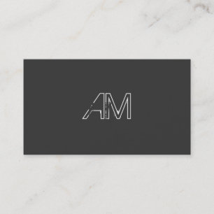 Carte De Visite Monogramme moderne sur noir carbone