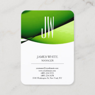 Carte De Visite monogramme moderne tendance blanc clair vert éléga