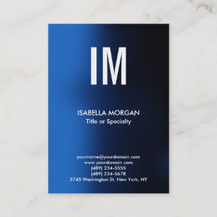 Carte De Visite Monogramme moderne tendance bleu blanc