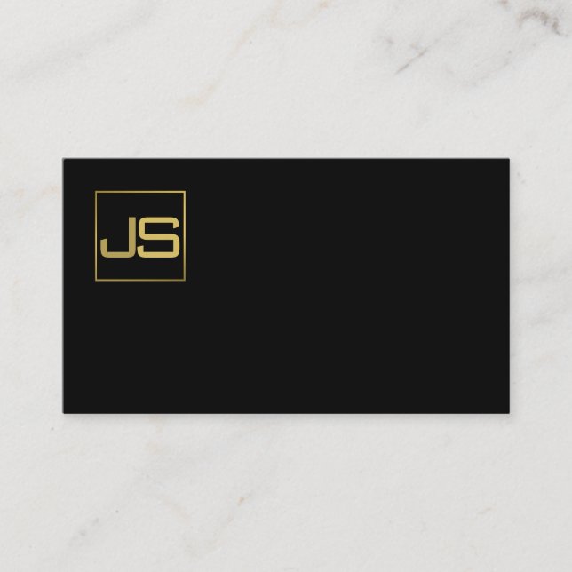 Carte De Visite Monogramme moderne tendance élégant Black Gold (Devant)