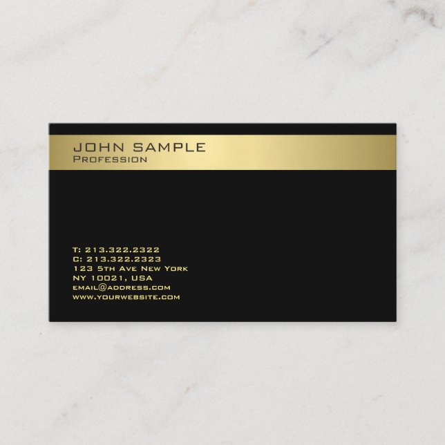 Carte De Visite Monogramme moderne tendance Elégant Black Gold (Devant)