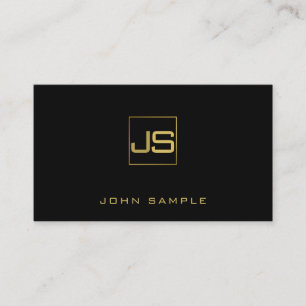 Carte De Visite Monogramme moderne tendance élégant Black Gold