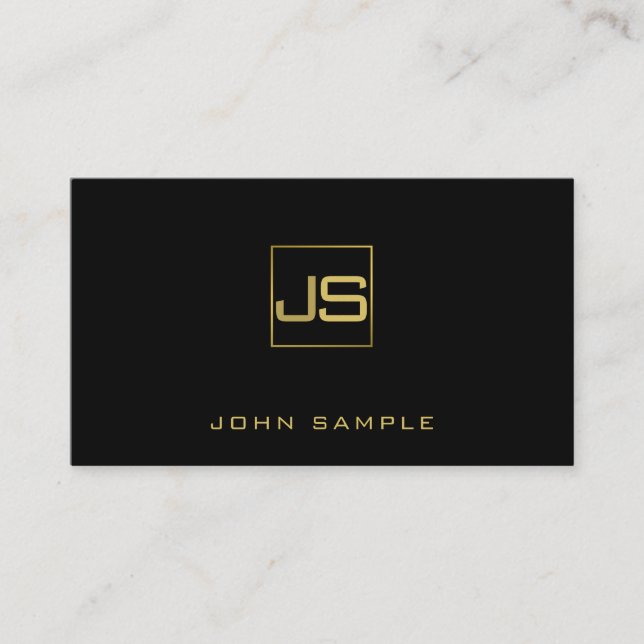 Carte De Visite Monogramme moderne tendance élégant Black Gold (Devant)