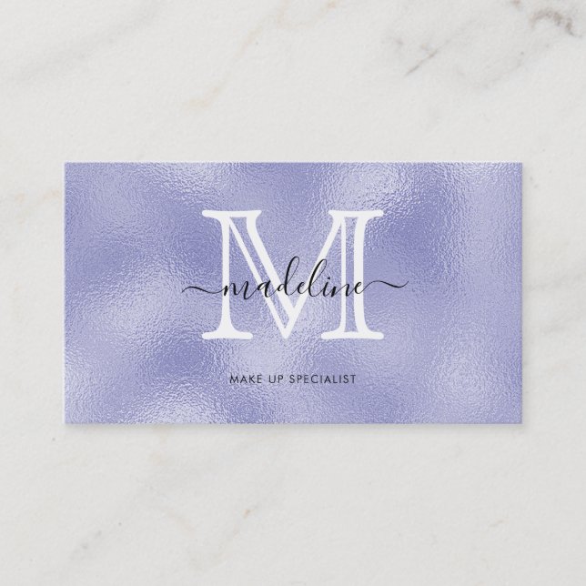 Carte De Visite Monogramme moderne violet à huile violette (Devant)