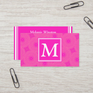 Carte De Visite Monogramme motif rose chaud cercles