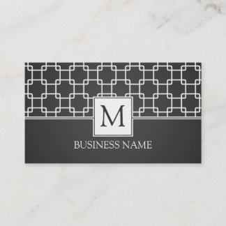 Carte De Visite Monogramme Motif simple Trellis noir