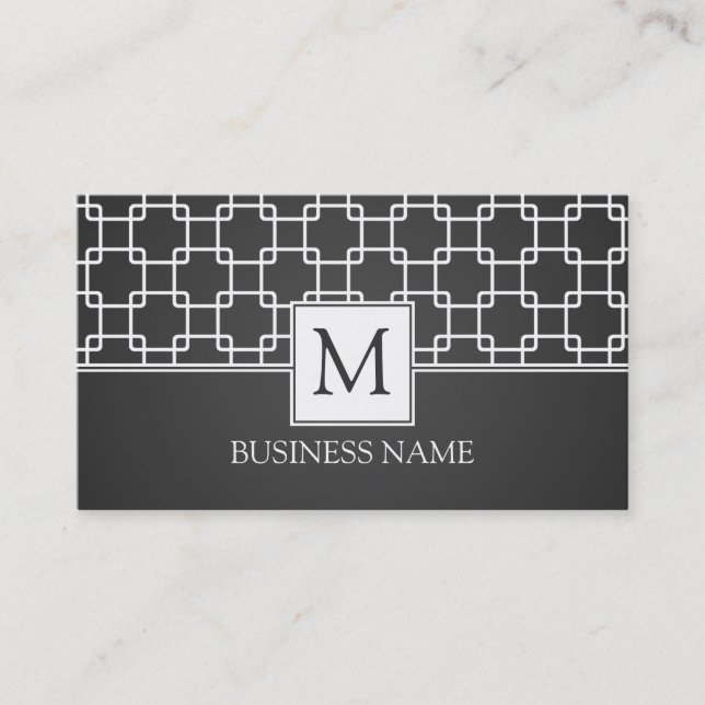 Carte De Visite Monogramme Motif simple Trellis noir (Devant)