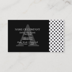 Carte De Visite Monogramme noir blanc À petits pois gris concepteu