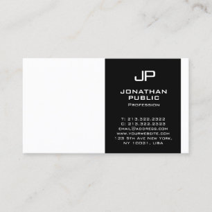 Carte De Visite Monogramme Noir Blanc Design moderne