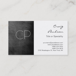 Carte de visite Monogramme noir blanc gris tableau