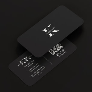 Carte De Visite Monogramme noir blanc moderne simple