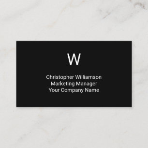 Carte De Visite Monogramme Noir Blanc Simple Minimaliste Masculin
